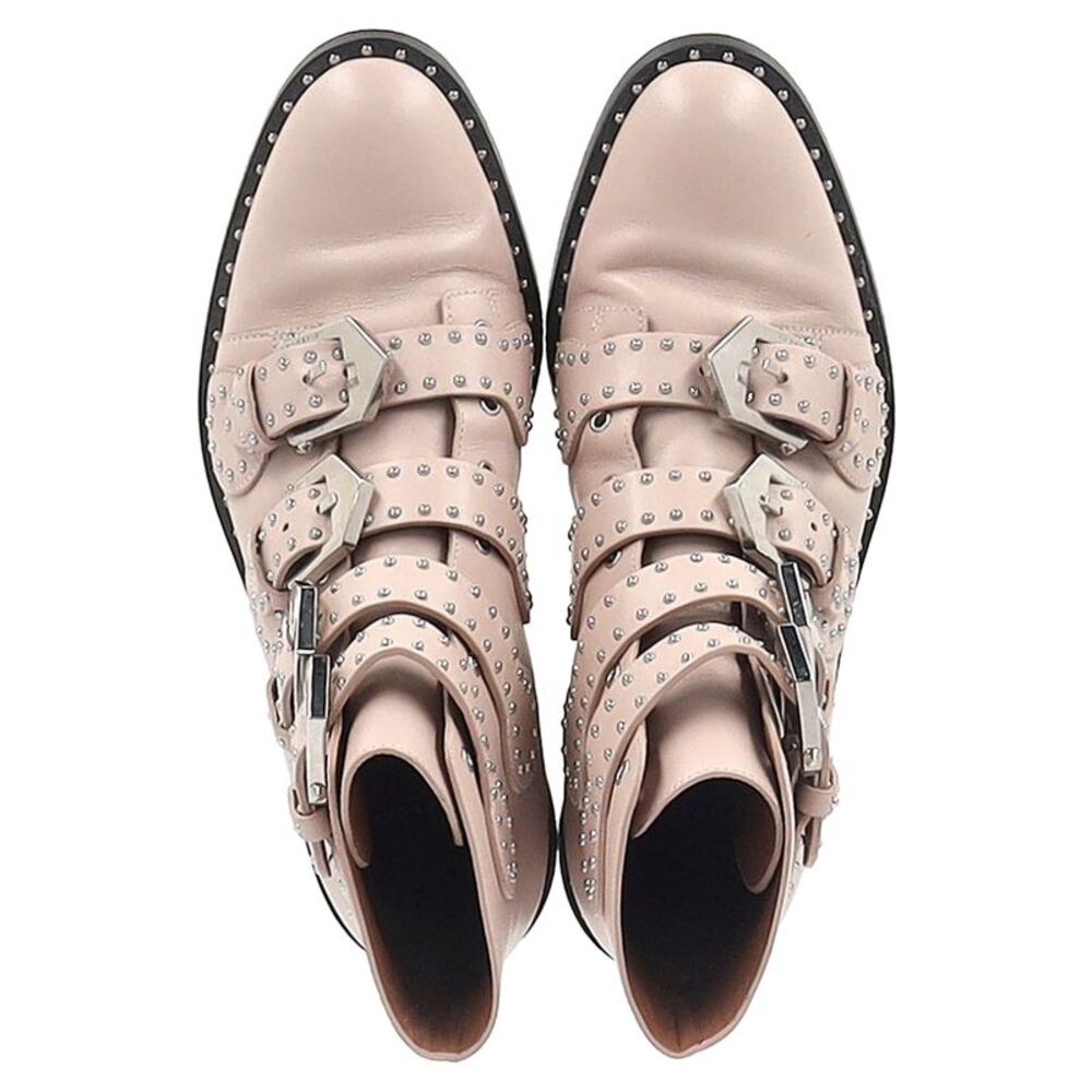 Givenchy Buckle Detail Studded Ankle Boots in Light Pink Leather - Picture 2 of 6